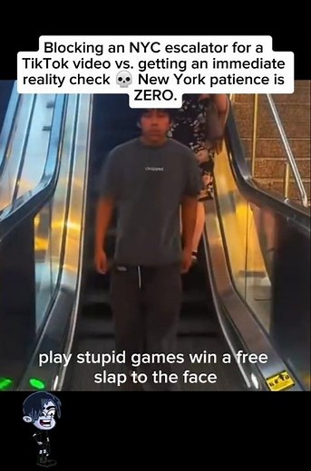 TikToker Gets A Reality Check On NYC Escalator 💀 #viralshorts #youtubeshorts
