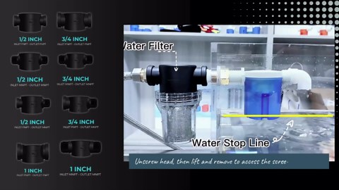 Inline Water Filter – 1" MNPT to MNPT, Fine Mesh Sediment Filter for Whole House, Under Sink, Shower, Washing Machine, Garden Hose, Well Water, Tap – Reusable Pre-Filter & Water Strainer