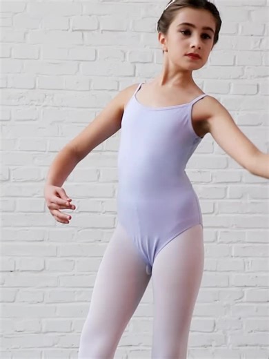 119241005  Baiwu Kids Camisole Ballet Leotards Cute Middle Mesh Back Dance Leotards