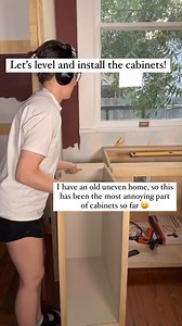 Leveling and installing DIY cabinets in a very un-level old home 😅 | Renee Renovates