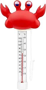 XY-WQ Floating Pool Thermometer, Large Size Easy Read for Water Temperature with String - Swimming Pools, Spas, Hot Tubs, Ponds (Crab)