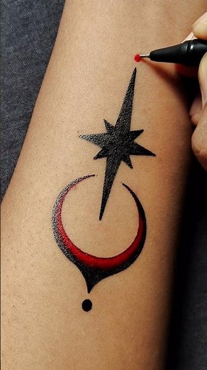 Lunar Beauty: Crescent Moon & Star Tattoo Art.....#tattoo #art
