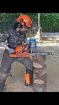여자 허스크바나 엔진톱 연습 산림 기능사 실기 Husqvarna engine saw practice