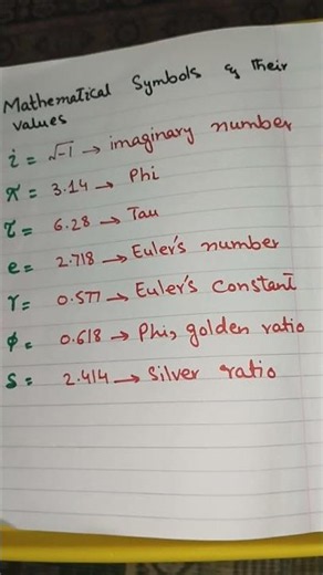 mathematicaal#symbols#values