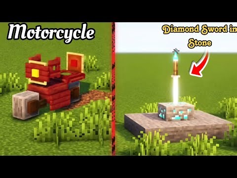 MINECRAFT: Motorcycle & Diamond Sword In Stone Build Hacks You Didn't Know!