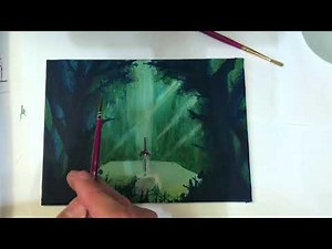 (Part 1/2) Master Sword in the Lost Woods | How to Paint on Small Canvas with Acrylic