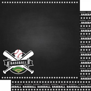 Scrapbook Customs Sports Baseball Chalkboard Paper