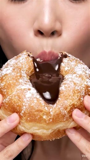 A girl eating chocolate donut.#ai#aivideo#youtubeshorts#eating#donuts#asmr#trending #shorts#mukbang