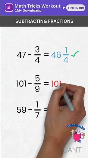 Math Tricks - Subtracting Fractions - Mental Math Tricks - Simplification Tricks #mathtricks