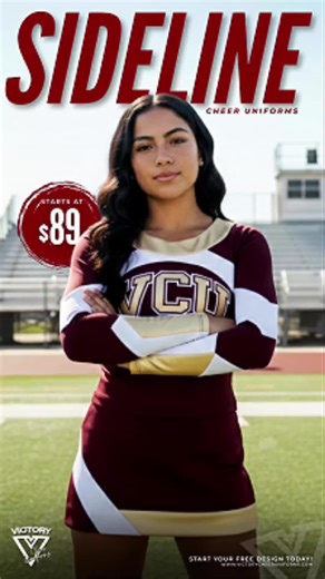 Get your cheer team game day ready with custom sideline uniforms starting at only $89! 💛📣 Affordable pricing that doesn't sacrifice quality or customization means your athletes can represent their school with pride! ✨ #TeamVictory #VictoryCheerUniforms #TeamUniforms #GameDayReady #SidelineCheer #Cheerleading #CheerLife #CheerTok #SchoolCheer
