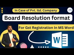 Board Resolution format For Gst Registration in Case of Pvt. ltd. Company | ms word format