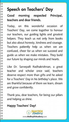 🎙️ Easy Speech on Teachers' Day 2025 🧑🏻‍🏫 | Easy English Speech for Students #shorts #love #teacher