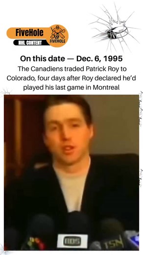 Five Hole on Instagram: "On this date — Dec. 6, 1995: One of the biggest trades in NHL history went down. After declaring he’d played his final game in Montreal, Patrick Roy was dealt to the Colorado Avalanche — along with captain Mike Keane — in a blockbuster move that changed both franchises forever. #OnThisDate #PatrickRoy #MikeKeane #HabsHistory #Canadiens #ColoradoAvalanche #NHLHistory #HockeyHistory #NHLThrowback #FiveHole #HockeyReels #vintagehockey"