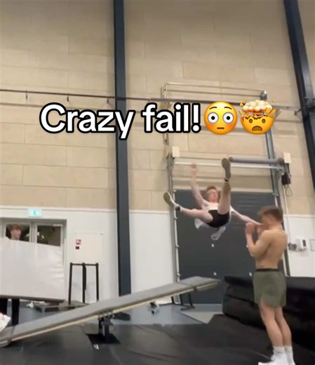 Crazy fail from transfer training😳🤯#teeterboard #flips #gymnastics #trending #fail