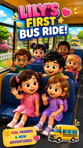 Lily’s First School Bus Ride! 🚌💗Cute Kids Story #Shorts #trending #viral #youtubeshorts #viralvideo