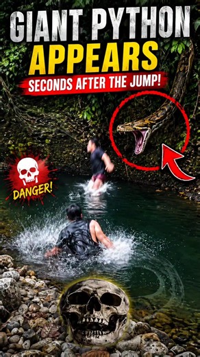 Giant Python Appears Seconds After the Jump! 🐍😨 #shorts