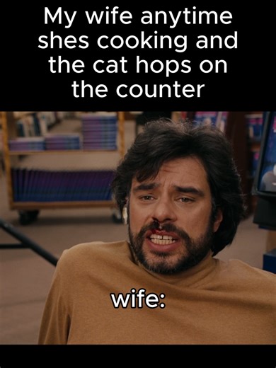 My wife anytime shes cooking and the cat hops on the counter #funny #meme #pov #movieclips #gentlemenbroncos #wife #cat #catproblems #counter #catsoftiktok #airjail #leniency #benice #takehimaway #lockhimup #cooking #badkitty #obscuremovies #2000sthrowback #2000smovies #relationships #marriage #marriagehumor #animals