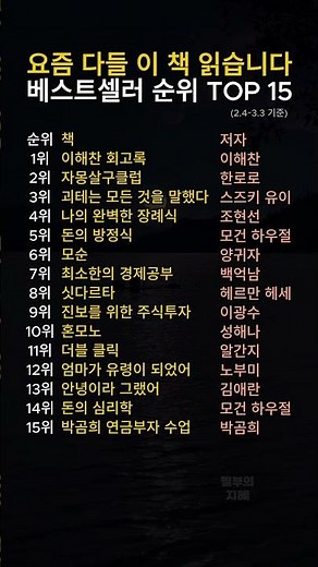 이달의 책 베스트셀러 순위 Top 15