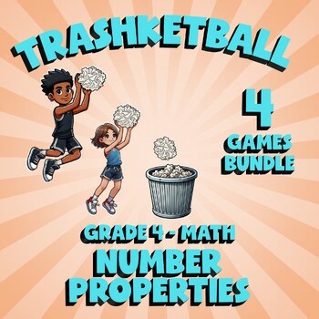 4 TRASHKETBALL Math Games - Number Properties - Grade 4 No Prep Review