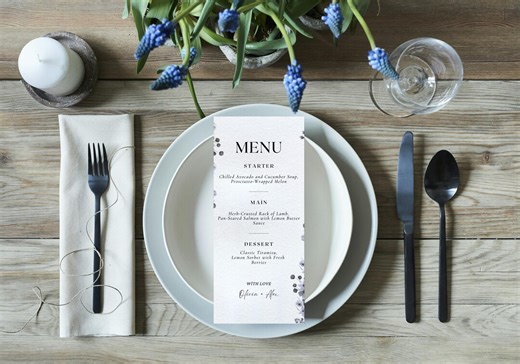 Elegant Wedding Menu Template, Editable Wedding Menu Card, Minimal Floral Menu, Printable Wedding Dinner Menu, Instant Download - Etsy