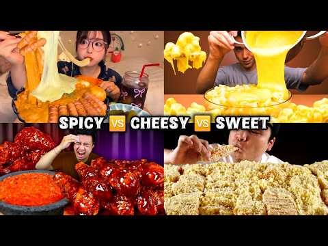 Most Satisfying ASMR Mukbang 🤤 Spicy vs Cheesy vs Sweet Food Compilation 🔥🧀🍭