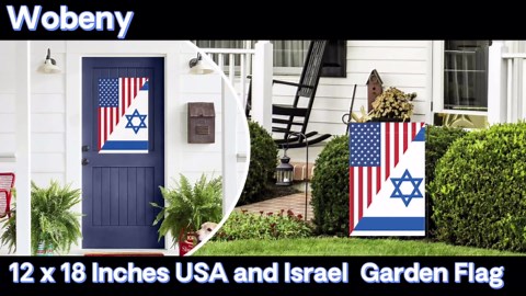 12 x 18 Inches USA and Israel Friendship Garden Flag Decorations - Double Sided Vertical Dual-Nation American Israeli Flag for Yard Outdoor House Patio Decor, USA-Israel Patriotic Pride Accessories