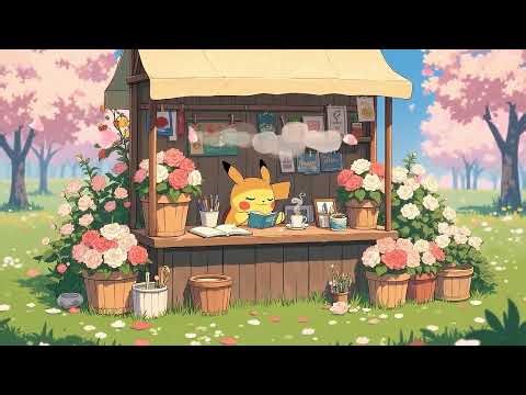 Spring Lofi music with Pikachu 📚 ☕ Relaxing music for studying, Relexing, Sleep