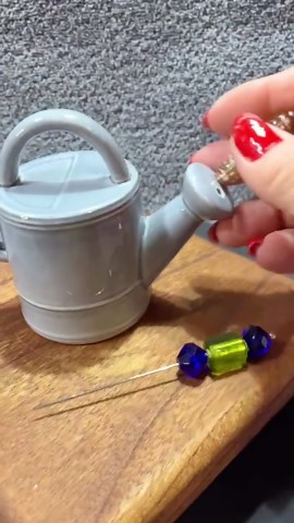 Hat Pins (2) With Water Can Pin Holder, Glass Bead Decor - Etsy