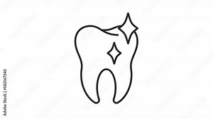 Animated procedure linear icon. Cosmetic dentistry. Improve tooth appearance. Dental treatment. Seamless loop HD video with alpha channel on transparent background. Outline motion graphic animation