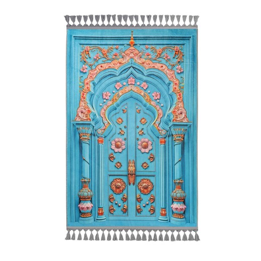 Prayer Mat : Blue Pink Door Mihrab Design, Silky Gebetsteppich, 7 Size Options, Prayer Rug - Etsy Canada