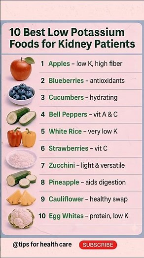 10 Best Low Potassium Foods for Kidney Patients | Safe & Healthy Diet Choices | #shorts #healttips