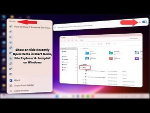 How to Show or Hide Recently Open Items in Start Menu, File Explorer & Jumplist on Windows 11