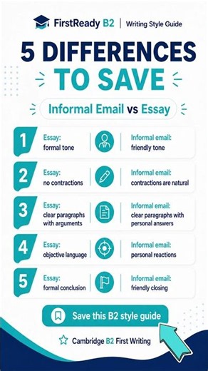 5 key differences between an informal email and an essay 👇 #b2first