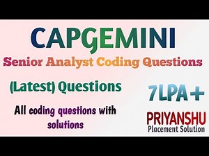 Capgemini Senior Analyst Coding Questions | Capgemini Coding Question | Capgemini coding round