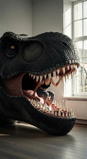 POV Sleeping in a T-Rex Mouth Oddly Calm Before the Roar #Dinosaur #Adventure #Shorts