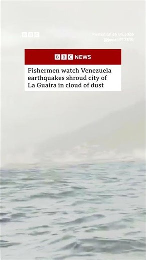 Fishermen witness earthquake shrouding Venezuelan city in dust. #BBCNews