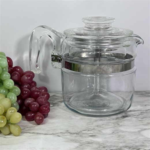 Vintage Pyrex Flameware Complete Coffee Percolator: Blue Tint, 4 Cup, USA Made - Etsy