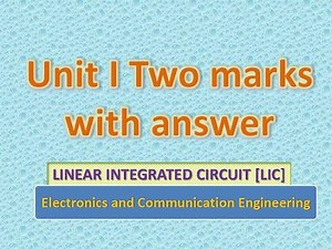Linear Integrated Circuits- Unit I Two marks with answer