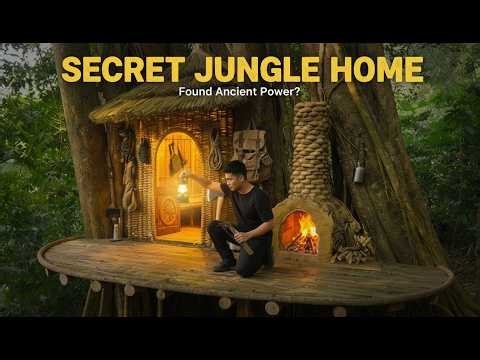 Surviving Inside a Giant Ancient Tree, Built a Shelter Using Vines and Grass.