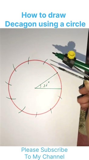 how to draw decagon using a circle 🔴 #shorts #viralshorts #yt trendingshorts #youtube #shorts