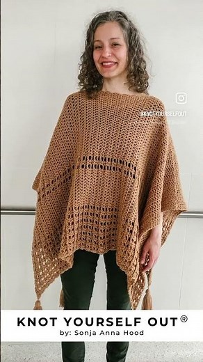 Sew Easy Two-Rectangle Poncho #crochet pattern