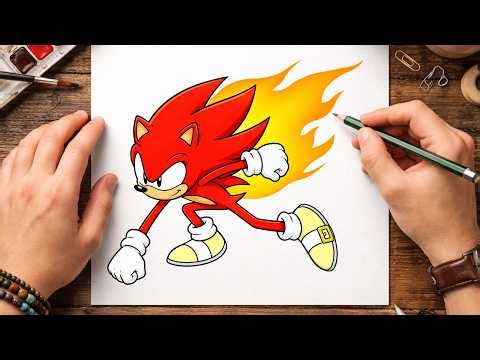 How to draw the super-fast Fire Sonic - Sonic the Hedgehog