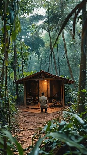 Man Alone in the Jungle Builds Survival Shelter | Primitive Bushcraft Skills #creativesurvival