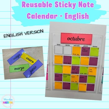 Teacher Planning Calendar, Reusable Calendar, Sticky Note Calendar