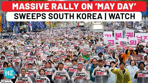 #WATCH📽️| South Korean workers rallied in central Seoul to mark International Workers' Day, calling for stronger labour rights. | Hindustan Times