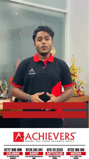 🎓 Fast-track your future with a UK Bachelor’s Degree in just 2 years — choose Finance or Business Management and start your next chapter today. Study through a structured UK degree pathway designed to support your progress with guidance, flexibility, and a clear route forward. ACHIEVERS – The Largest College for Professional Education in Sri Lanka ✅ Finance & Business Management pathways ✅ Expert lecture panel ✅ Online Physical options ✅ Flexible payment options 📌 Limited seats available — ear