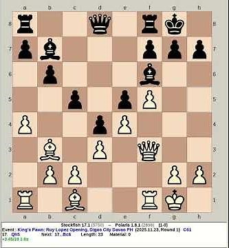 Stockfish 17.1 vs Polaris 1.8.1 | King's Pawn: Ruy Lopez Opening #chess