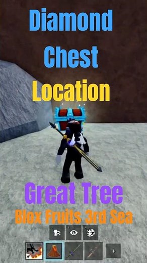 Where is Diamond Chest Location on Great Tree Island in Blox Fruits 3rd Sea #roblox #shorts