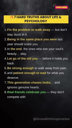 Some truths hurt… but they’ll change your life #lifequotes #psychologyfacts #selfgrowth #mindset