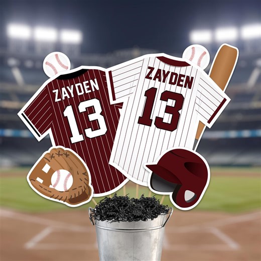 Editable Maroon Baseball Centerpieces, Baseball Party Table Decorations in Maroon (digital File) - Etsy